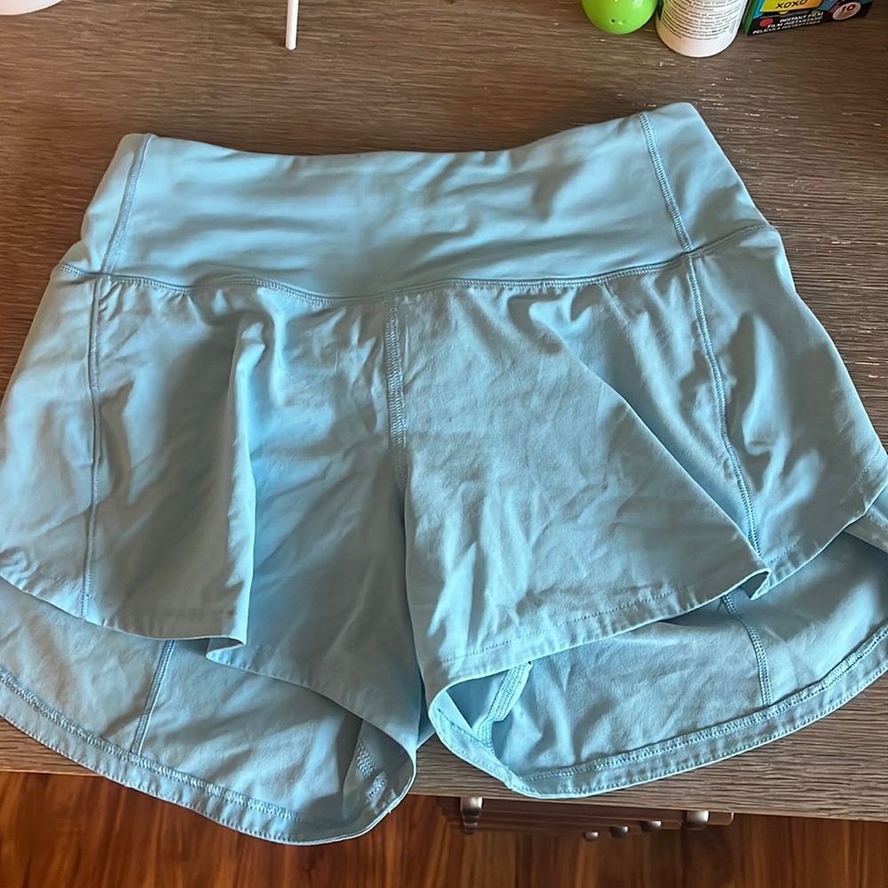 Lululemon turquoise speed up shorts